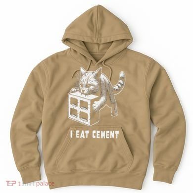 I Eat Cement Cursed Cat Funny Oddly Specific Dank Meme Hoodie