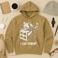 I Eat Cement Cursed Cat Funny Oddly Specific Dank Meme Hoodie thumb 3