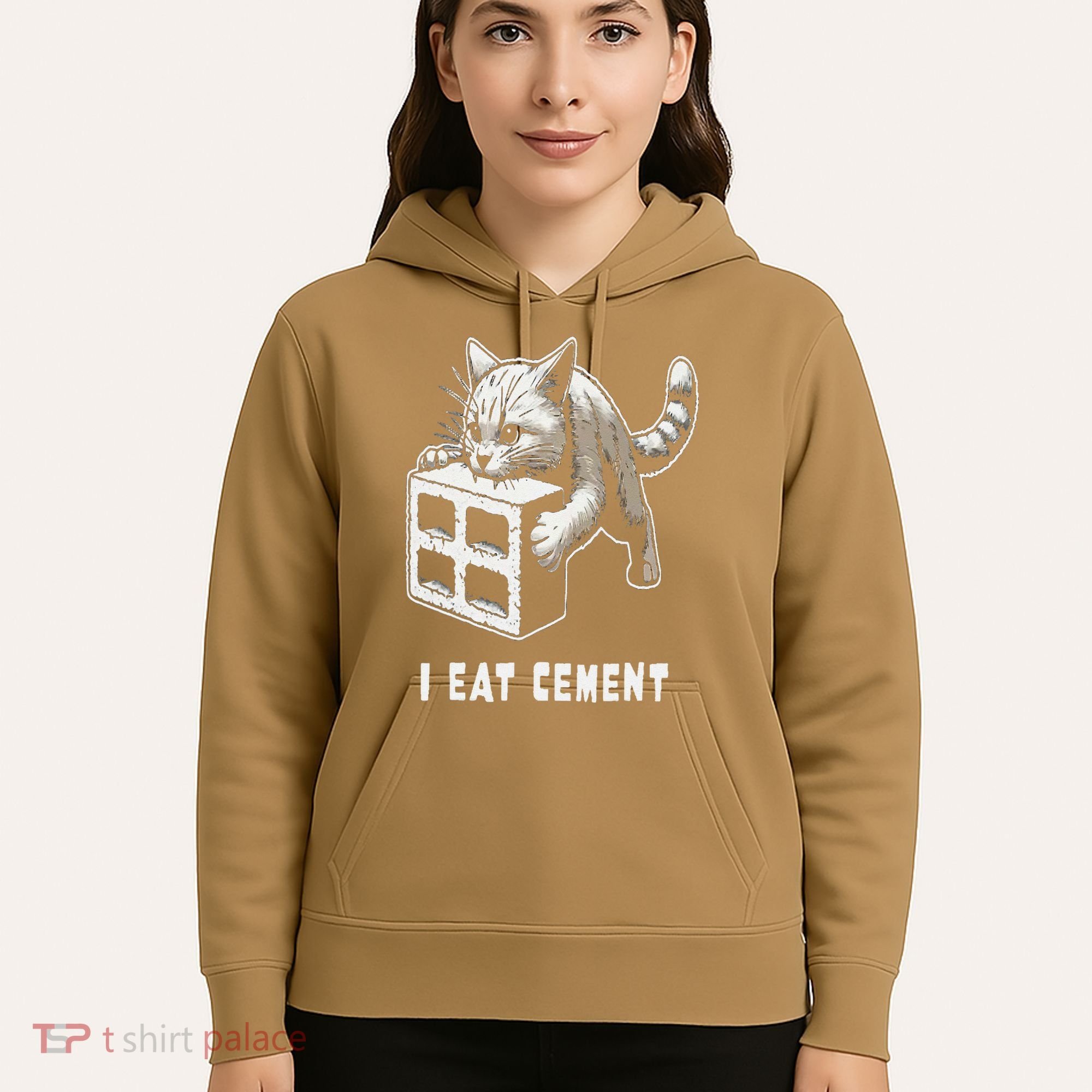 I Eat Cement Cursed Cat Funny Oddly Specific Dank Meme Hoodie