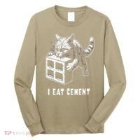 I Eat Cement Cursed Cat Funny Oddly Specific Dank Meme Long Sleeve Shirt thumb 0