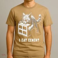 I Eat Cement Cursed Cat Funny Oddly Specific Dank Meme T-Shirt thumb 3