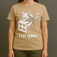 I Eat Cement Cursed Cat Funny Oddly Specific Dank Meme T-Shirt thumb 4