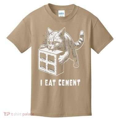 I Eat Cement Cursed Cat Funny Oddly Specific Dank Meme Kids T-Shirt