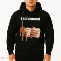 I Eat Cement Cursed Cat Funny Oddly Specific Dank Meme Hoodie thumb 2
