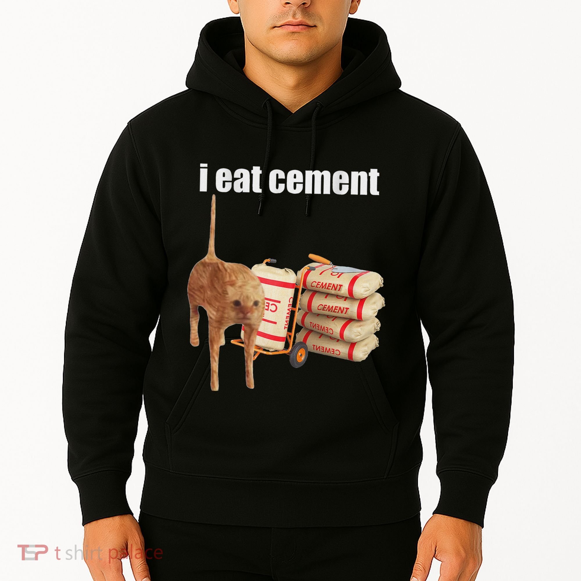 I Eat Cement Cursed Cat Funny Oddly Specific Dank Meme Hoodie
