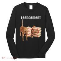 I Eat Cement Cursed Cat Funny Oddly Specific Dank Meme Long Sleeve Shirt thumb 0
