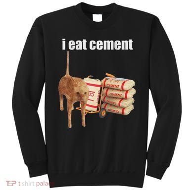 I Eat Cement Cursed Cat Funny Oddly Specific Dank Meme Sweatshirt