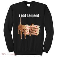 I Eat Cement Cursed Cat Funny Oddly Specific Dank Meme Sweatshirt thumb 0