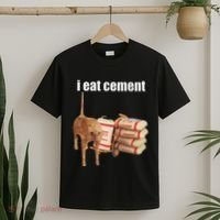 I Eat Cement Cursed Cat Funny Oddly Specific Dank Meme T-Shirt thumb 2