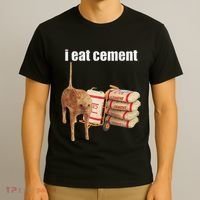I Eat Cement Cursed Cat Funny Oddly Specific Dank Meme T-Shirt thumb 3