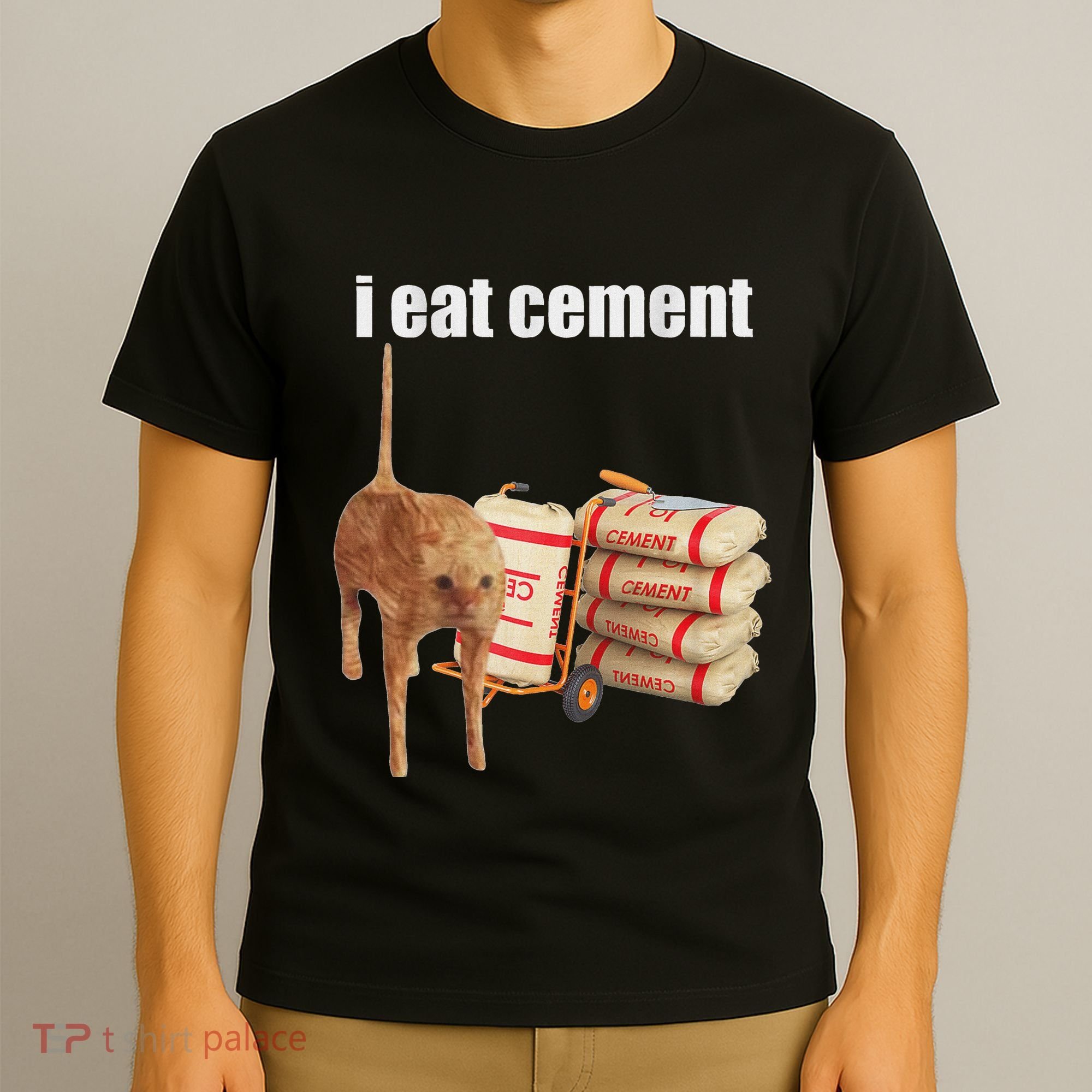 I Eat Cement Cursed Cat Funny Oddly Specific Dank Meme T-Shirt
