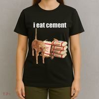 I Eat Cement Cursed Cat Funny Oddly Specific Dank Meme T-Shirt thumb 4