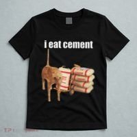 I Eat Cement Cursed Cat Funny Oddly Specific Dank Meme T-Shirt thumb 5