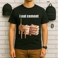 I Eat Cement Cursed Cat Funny Oddly Specific Dank Meme T-Shirt thumb 6