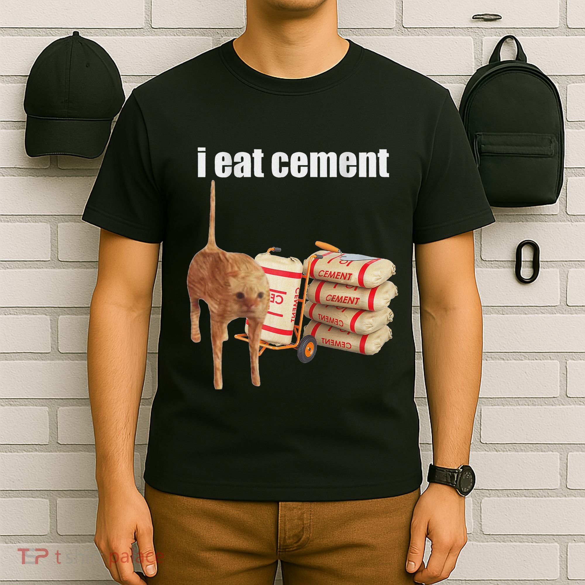 I Eat Cement Cursed Cat Funny Oddly Specific Dank Meme T-Shirt