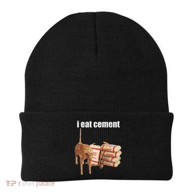 I Eat Cement Cursed Cat Funny Oddly Specific Dank Meme Beanie