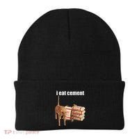 I Eat Cement Cursed Cat Funny Oddly Specific Dank Meme Beanie thumb 0