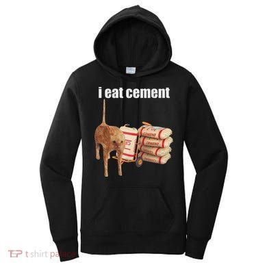 I Eat Cement Cursed Cat Funny Oddly Specific Dank Meme Women's Hoodie