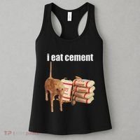 I Eat Cement Cursed Cat Funny Oddly Specific Dank Meme Women's Tank Top thumb 3