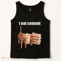 I Eat Cement Cursed Cat Funny Oddly Specific Dank Meme Tank Top thumb 2