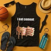 I Eat Cement Cursed Cat Funny Oddly Specific Dank Meme Tank Top thumb 4