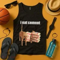 I Eat Cement Cursed Cat Funny Oddly Specific Dank Meme Tank Top thumb 4