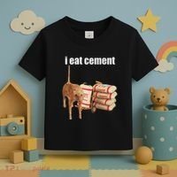 I Eat Cement Cursed Cat Funny Oddly Specific Dank Meme Toddler T-Shirt thumb 3