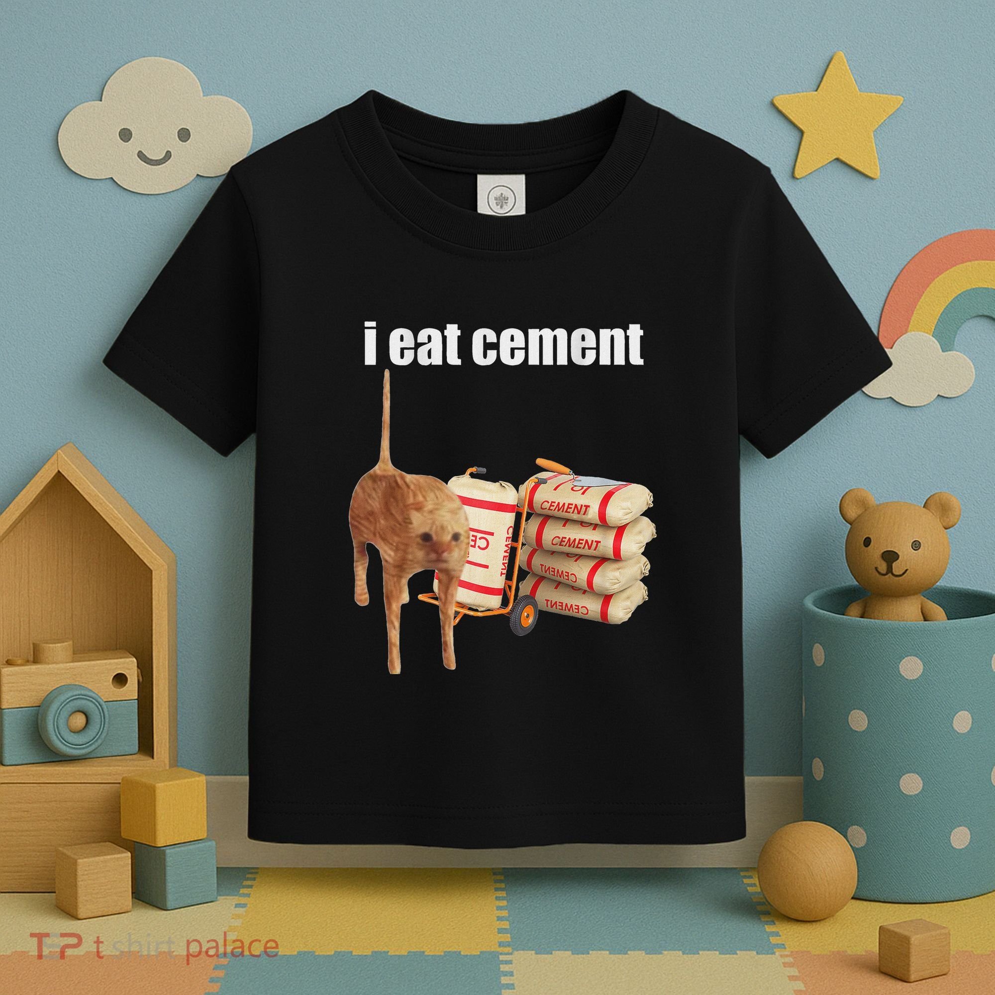 I Eat Cement Cursed Cat Funny Oddly Specific Dank Meme Toddler T-Shirt