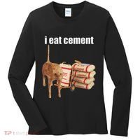 I Eat Cement Cursed Cat Funny Oddly Specific Dank Meme Women's Long Sleeve Shirt thumb 0