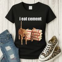 I Eat Cement Cursed Cat Funny Oddly Specific Dank Meme Women's T-Shirt thumb 3