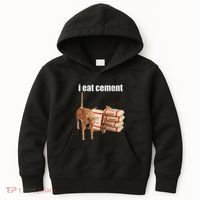 I Eat Cement Cursed Cat Funny Oddly Specific Dank Meme Kids Hoodie thumb 0