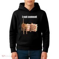 I Eat Cement Cursed Cat Funny Oddly Specific Dank Meme Kids Hoodie thumb 4