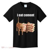 I Eat Cement Cursed Cat Funny Oddly Specific Dank Meme Kids T-Shirt thumb 0