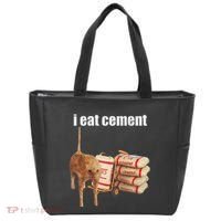 I Eat Cement Cursed Cat Funny Oddly Specific Dank Meme Tote Bag thumb 0