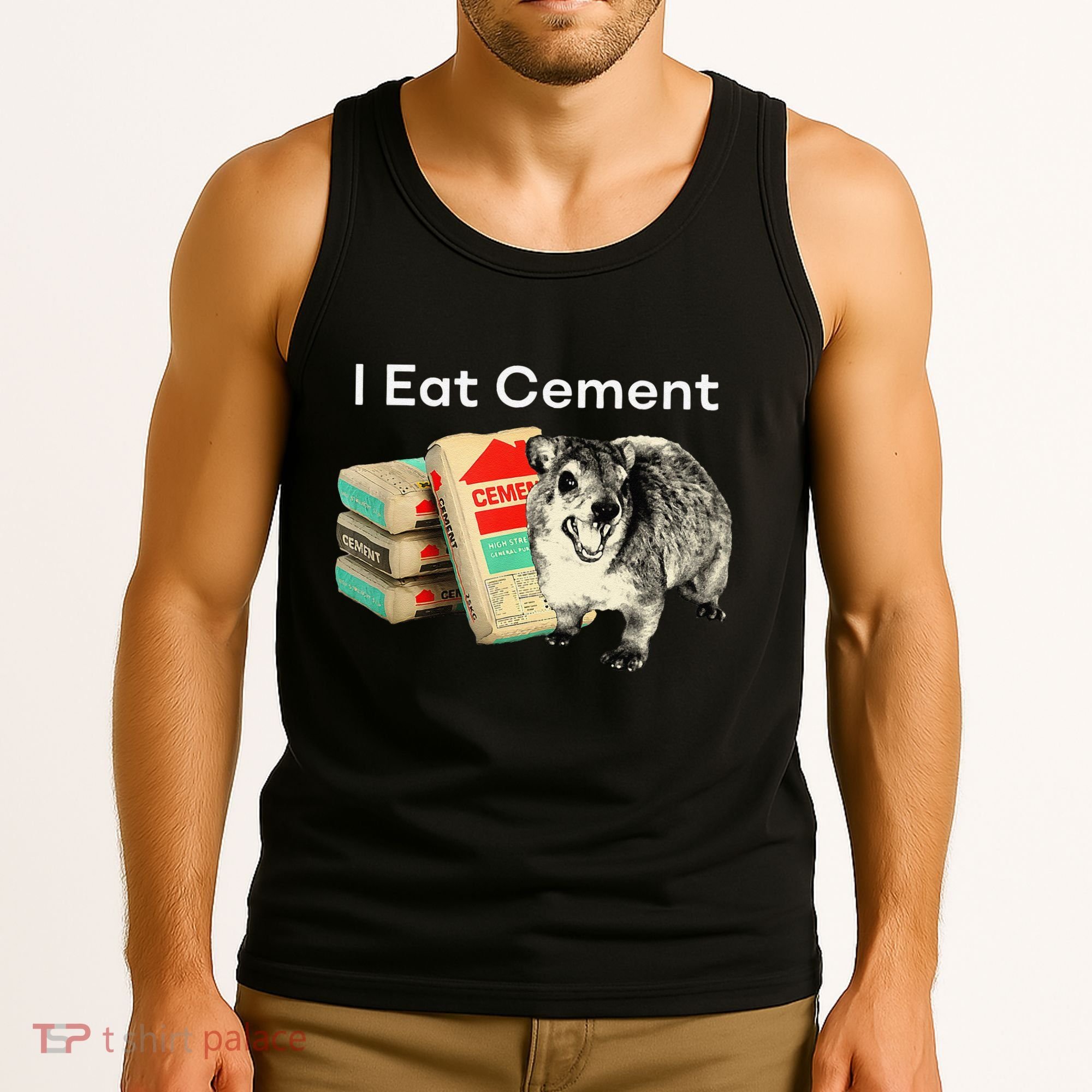 I Eat Cement Cursed Hyrax Funny Oddly Specific Dank Meme Tank Top