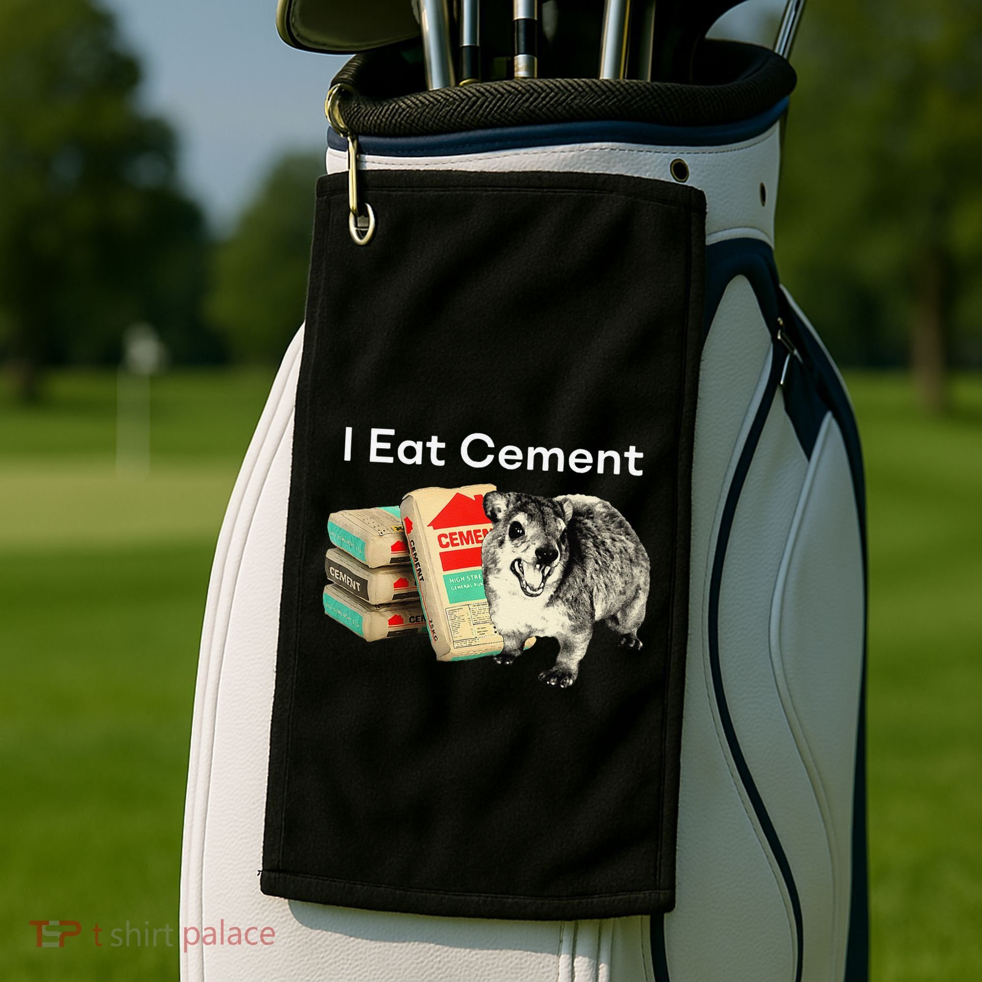 I Eat Cement Cursed Hyrax Funny Oddly Specific Dank Meme Golf Towel