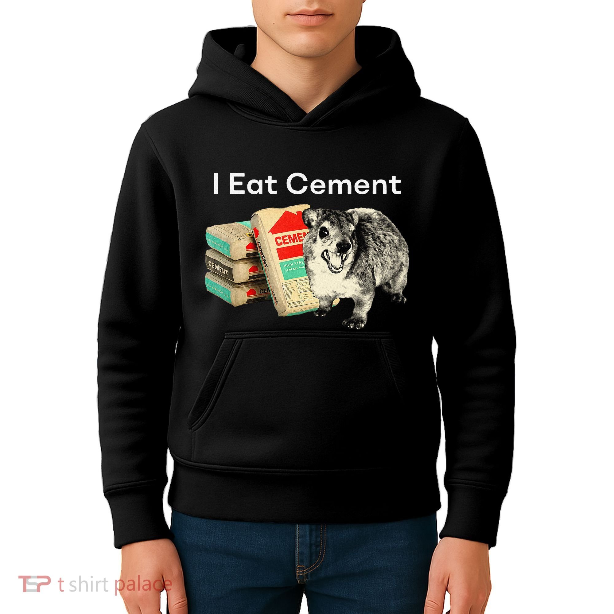 I Eat Cement Cursed Hyrax Funny Oddly Specific Dank Meme Kids Hoodie