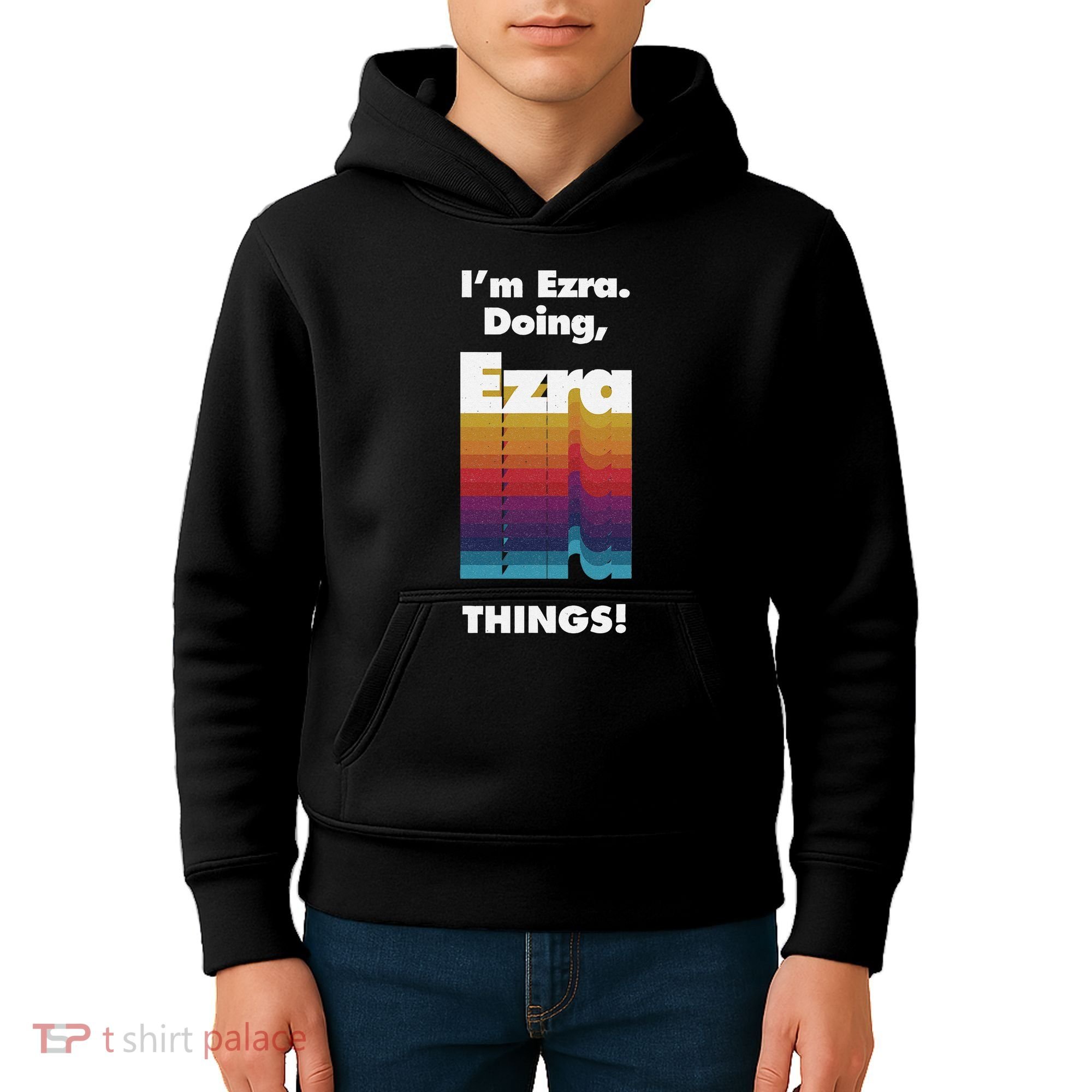 I'm Ezra Doing Ezra Things Funny Birthday Name Grunge Kids Hoodie
