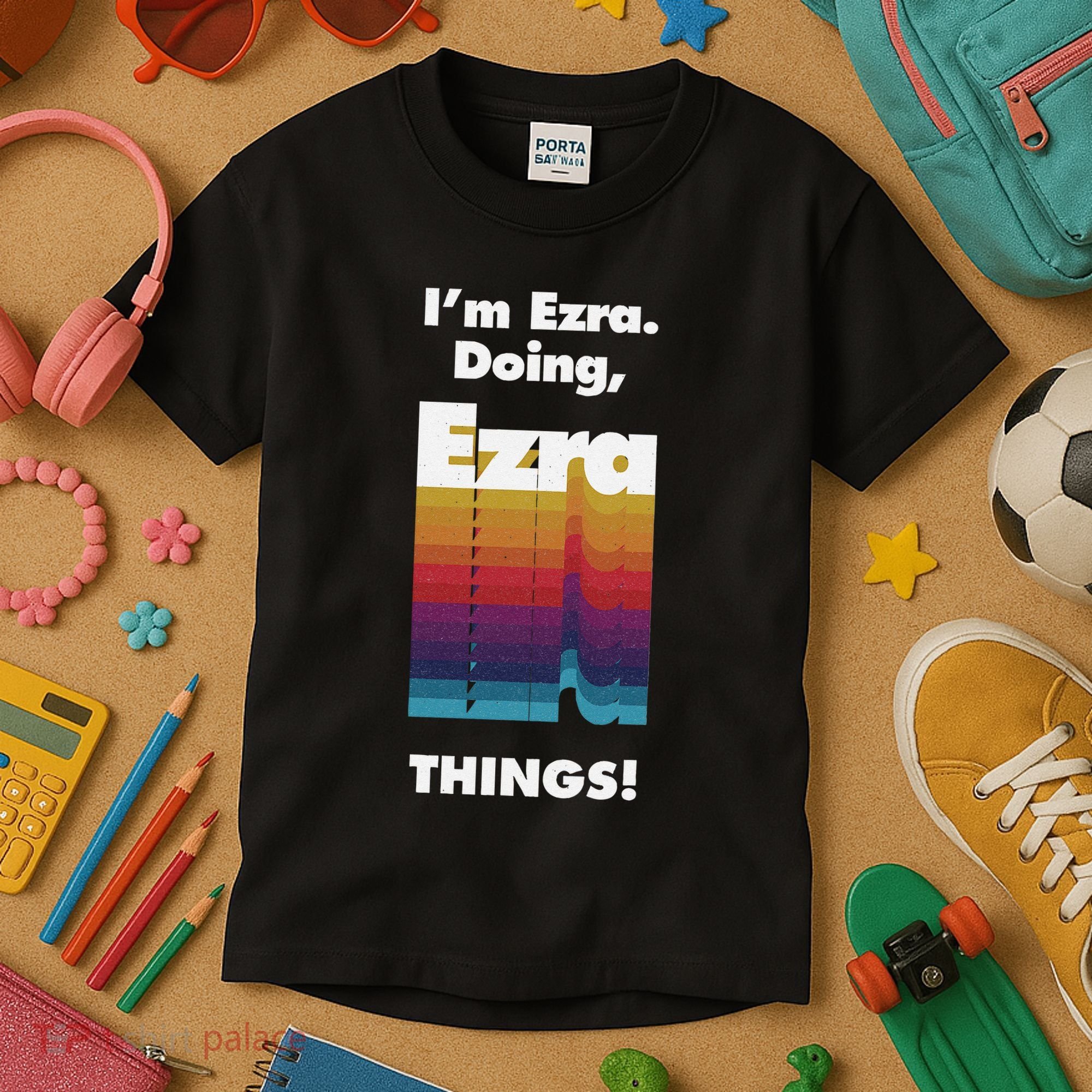 I'm Ezra Doing Ezra Things Funny Birthday Name Grunge Kids T-Shirt