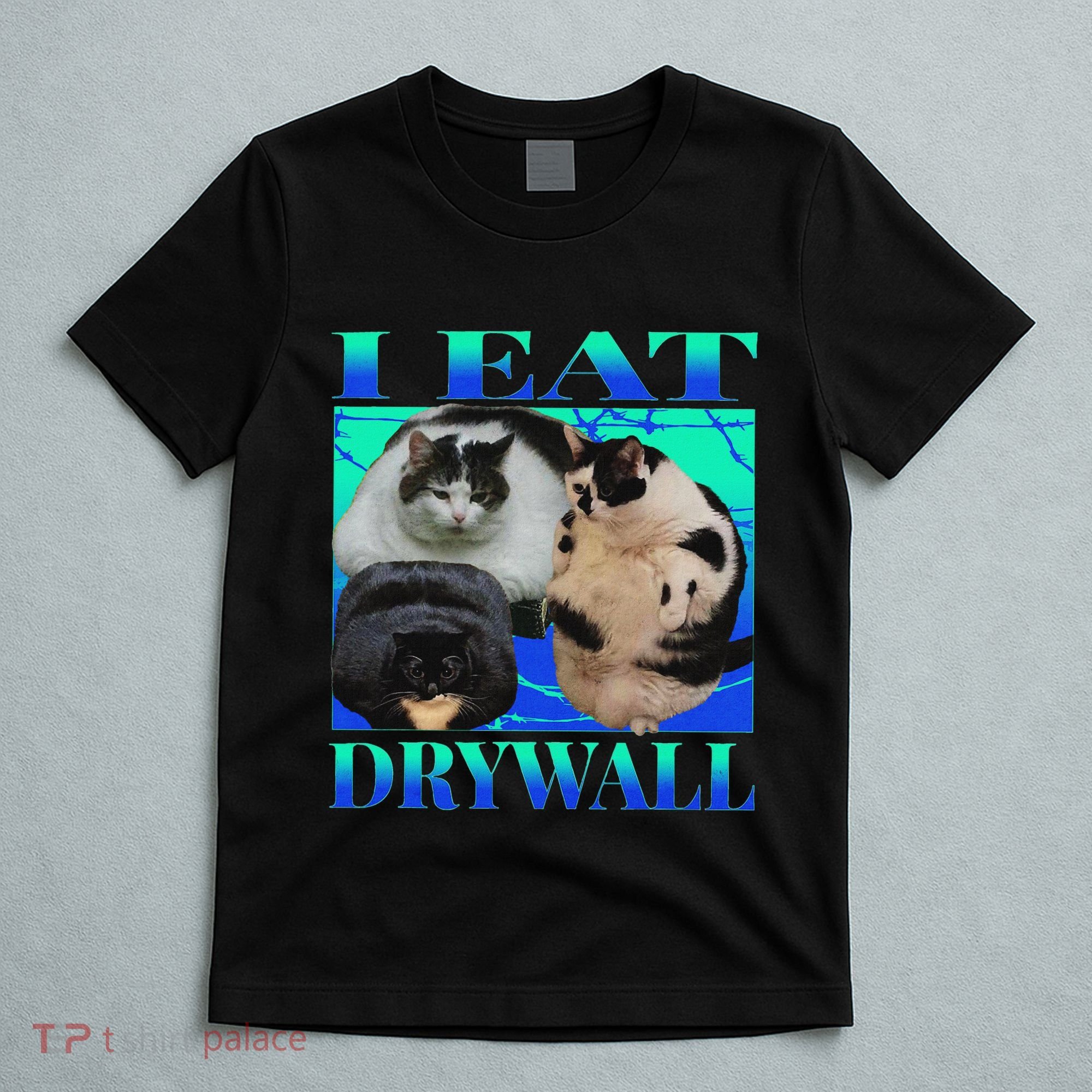 I Eat Drywall Funny Fat Cats Funny Hard Cat Silly Meme T-Shirt