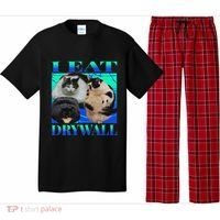 I Eat Drywall Funny Fat Cats Funny Hard Cat Silly Meme Pajama Set thumb 0