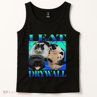 I Eat Drywall Funny Fat Cats Funny Hard Cat Silly Meme Tank Top thumb 2