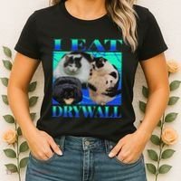 I Eat Drywall Funny Fat Cats Funny Hard Cat Silly Meme Women's T-Shirt thumb 2