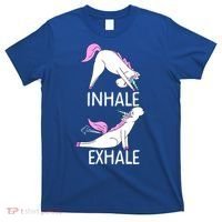 Inhale Exhale Funny Farting Unicorn Yoga Meme Gift T-Shirt thumb 0