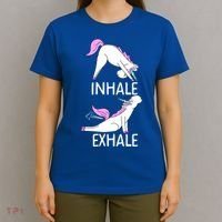 Inhale Exhale Funny Farting Unicorn Yoga Meme Gift T-Shirt thumb 4
