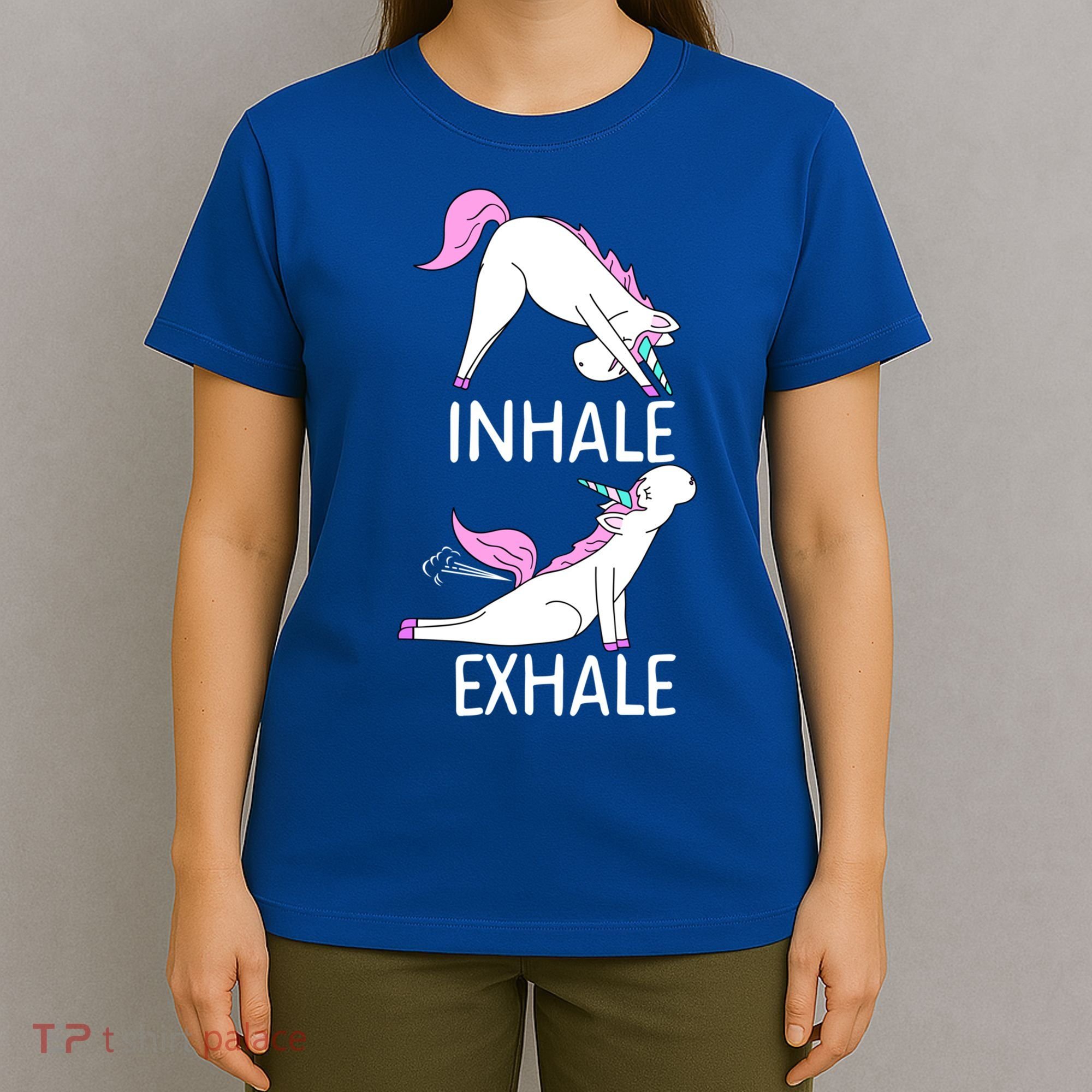 Inhale Exhale Funny Farting Unicorn Yoga Meme Gift T-Shirt