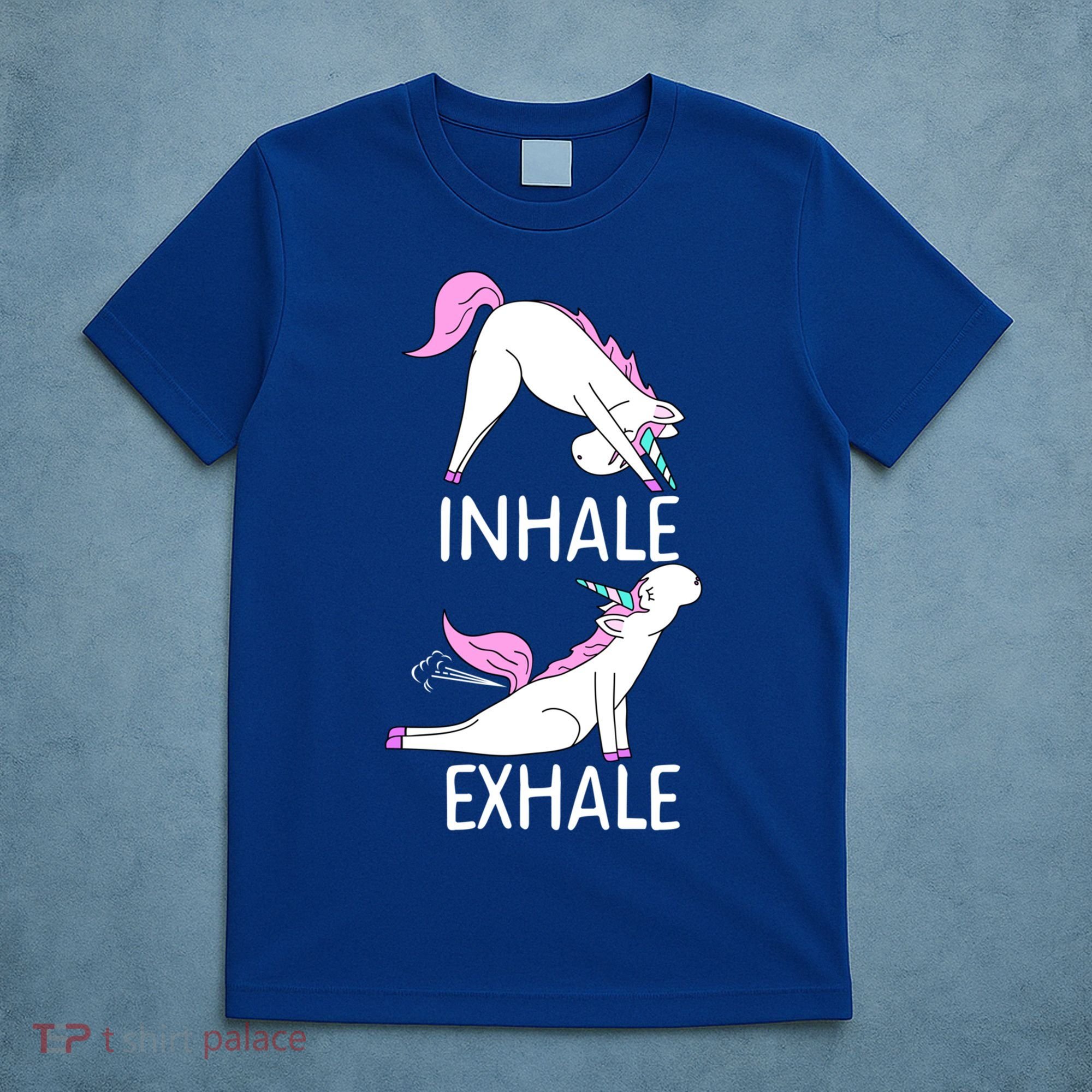 Inhale Exhale Funny Farting Unicorn Yoga Meme Gift T-Shirt