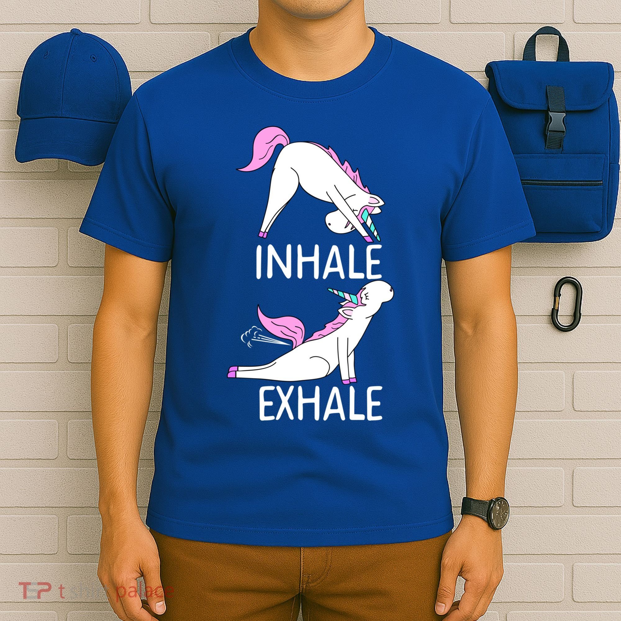 Inhale Exhale Funny Farting Unicorn Yoga Meme Gift T-Shirt