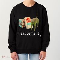 I Eat Funny Cement Cat Cursed Meme Women's Sweatshirt thumb 0