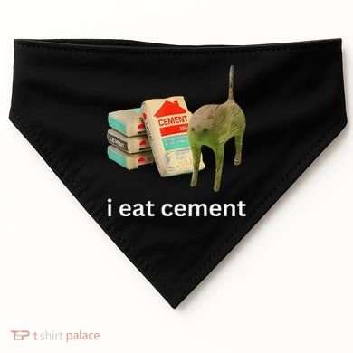 I Eat Funny Cement Cat Cursed Meme USA-Made Doggie Bandana